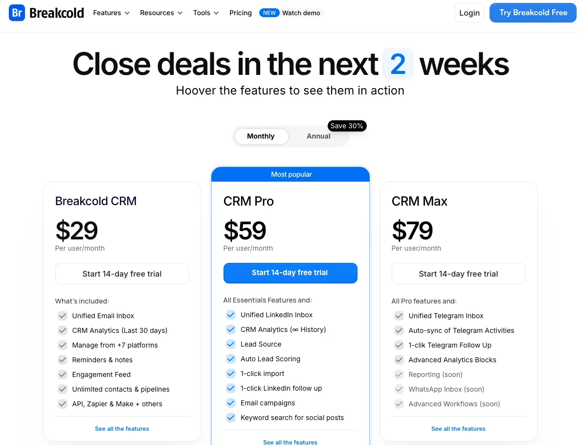 Breakcold’s Pricing