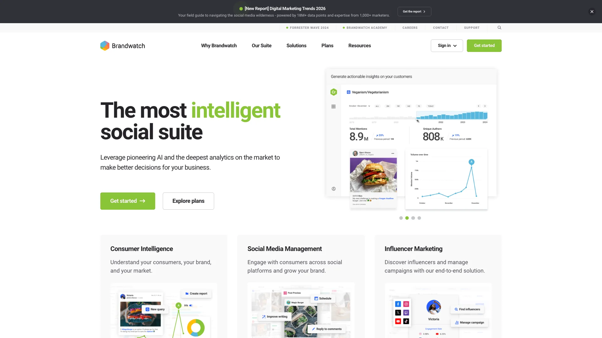 Brandwatch homepage - consumer intelligence platform for enterprise