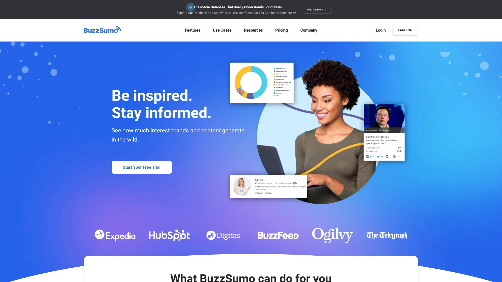BuzzSumo homepage - content intelligence and influencer discovery platform